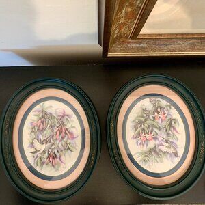 Vintage 1994 Homco Home Interior Hummingbird Framed Prints by Don Kent Set of 2